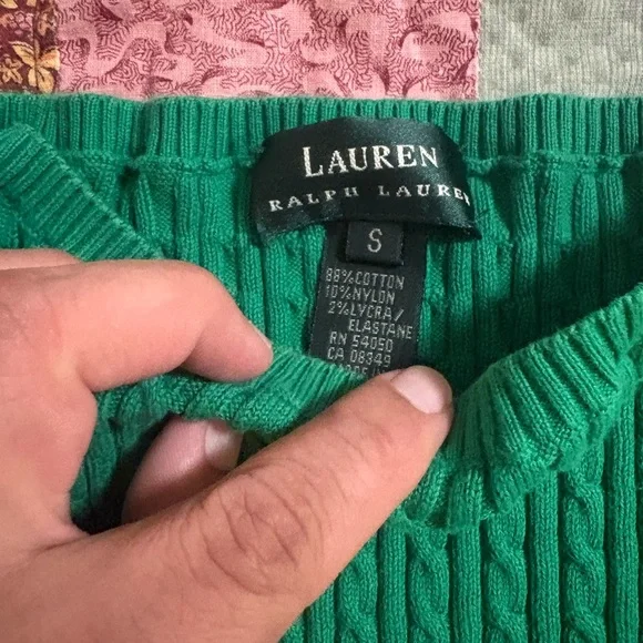 Ralph Lauren Bright Green Cable-Knit Crewneck Sweater - Picture 5 of 6